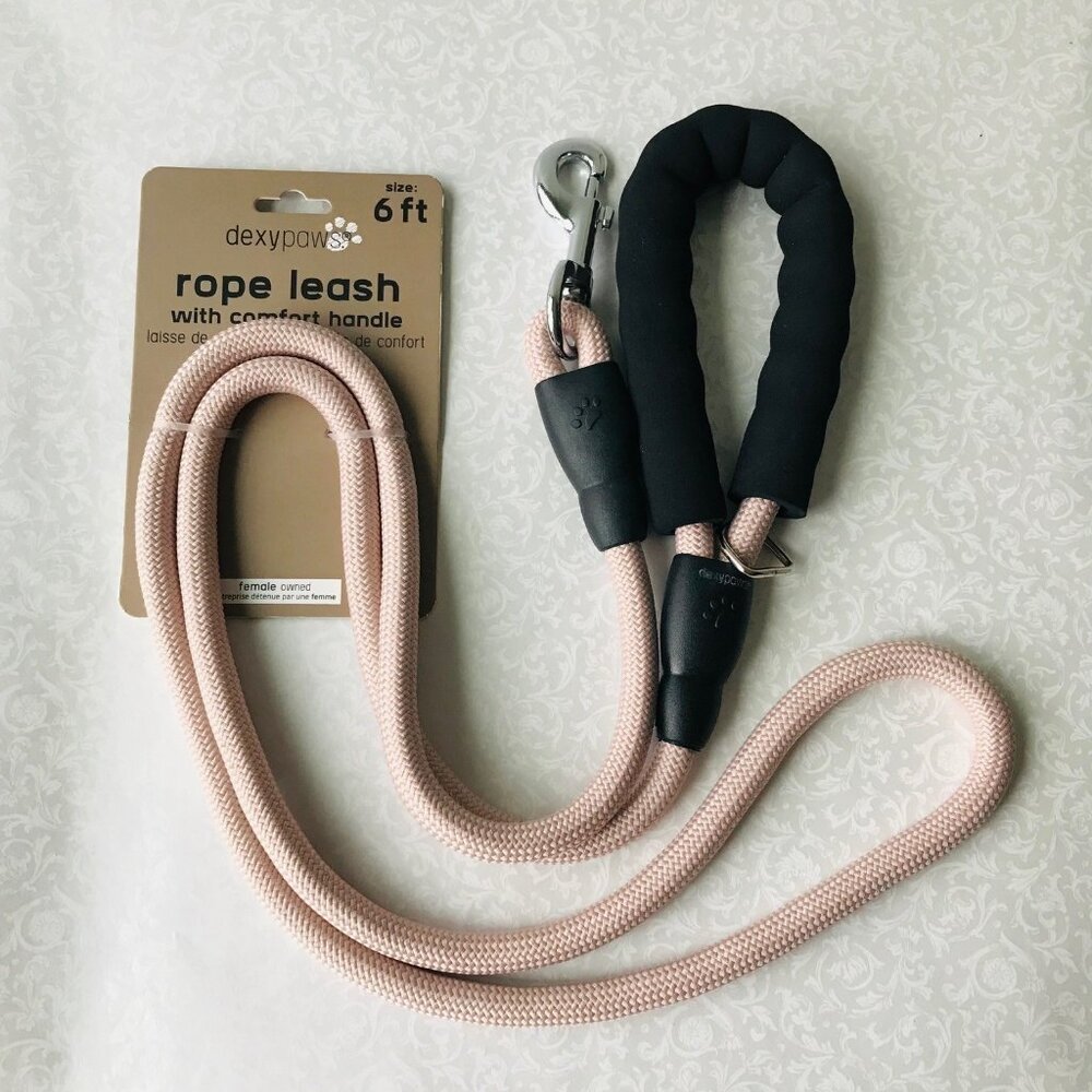 Dexypaws  rope leash   Dog Leash w/ Comfort Handle 6 ft Pink  New